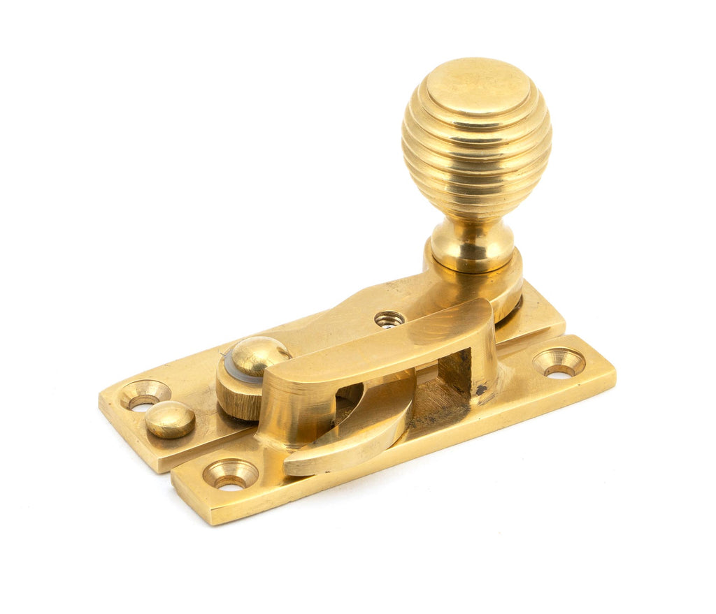 White background image of From The Anvil's Polished Brass Beehive Sash Hook Fastener | From The Anvil