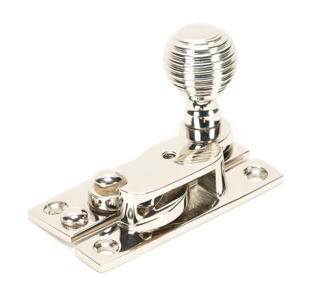 White background image of From The Anvil's Polished Nickel Beehive Sash Hook Fastener | From The Anvil