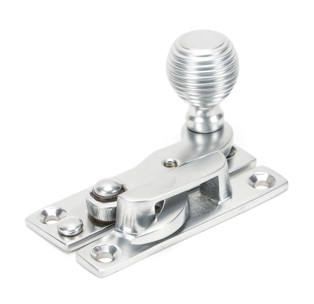White background image of From The Anvil's Satin Chrome Beehive Sash Hook Fastener | From The Anvil
