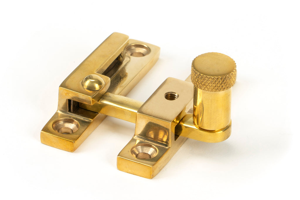 White background image of From The Anvil's Polished Brass Brompton Quadrant Fastener - Narrow | From The Anvil