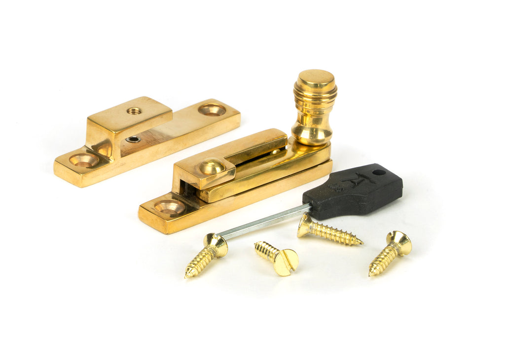 White background image of From The Anvil's Polished Brass Prestbury Quadrant Fastener - Narrow | From The Anvil