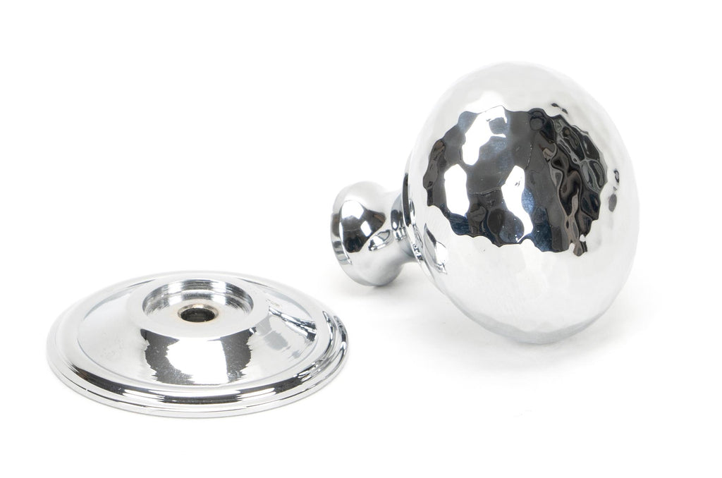 White background image of From The Anvil's Polished Chrome Hammered Mushroom Cabinet Knob | From The Anvil