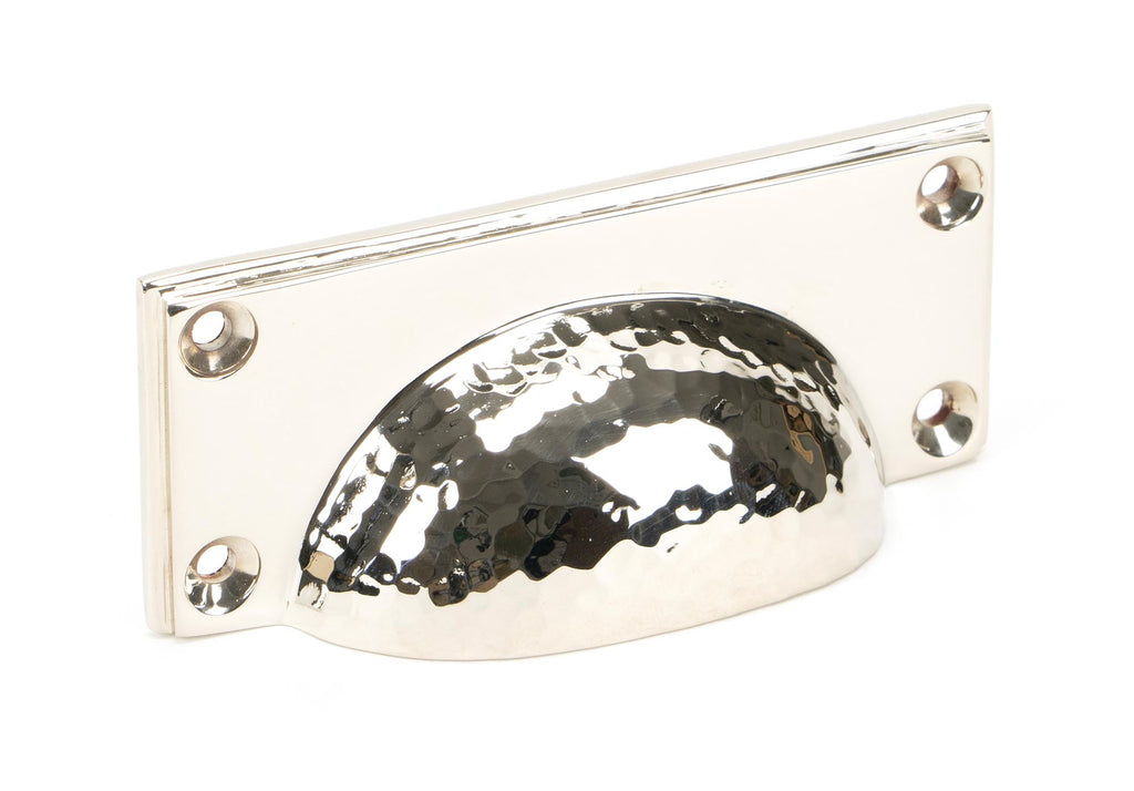 White background image of From The Anvil's Polished Nickel Hammered Art Deco Drawer Pull | From The Anvil