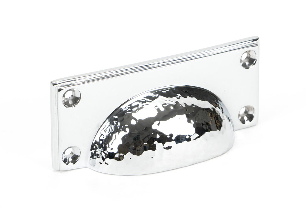 White background image of From The Anvil's Polished Chrome Hammered Art Deco Drawer Pull | From The Anvil