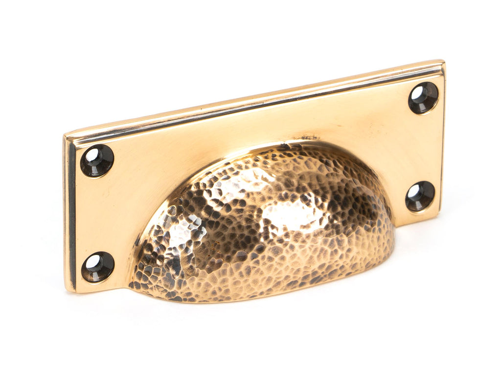 White background image of From The Anvil's Polished Bronze Hammered Art Deco Drawer Pull | From The Anvil