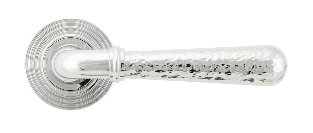 White background image of From The Anvil's Polished Chrome Hammered Newbury Lever on Rose Set (Sprung) | From The Anvil