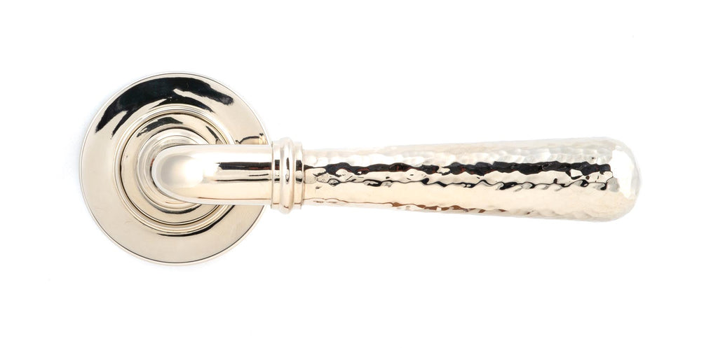 White background image of From The Anvil's Polished Nickel Hammered Newbury Lever on Rose Set (Sprung) | From The Anvil