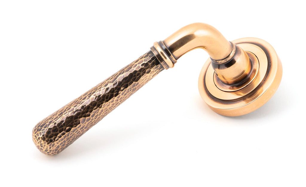 White background image of From The Anvil's Polished Bronze Hammered Newbury Lever on Rose Set (Sprung) | From The Anvil