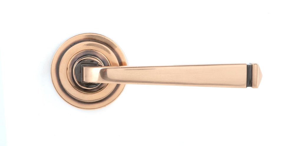 White background image of From The Anvil's Polished Bronze Avon Round Lever on Rose Set (Sprung) | From The Anvil