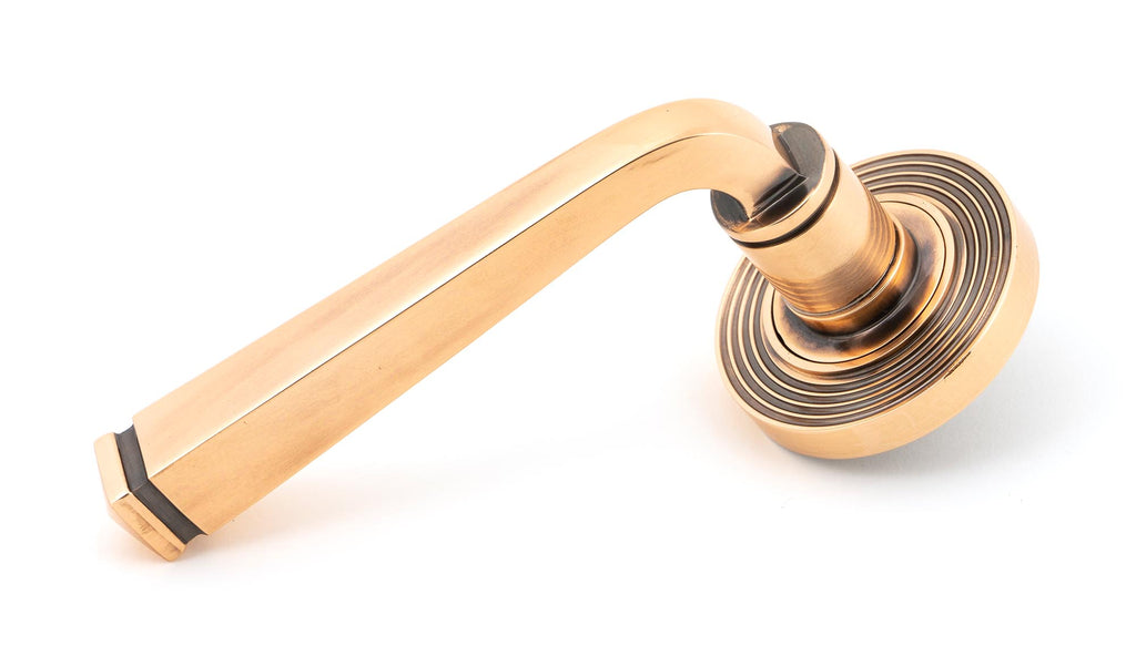 White background image of From The Anvil's Polished Bronze Avon Round Lever on Rose Set (Sprung) | From The Anvil