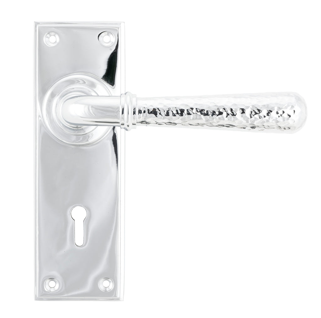 From The Anvil's Polished Chrome Hammered Newbury Lever Lock Set