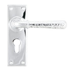 From The Anvil's Polished Chrome Hammered Newbury Lever Euro Lock Set