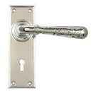 From The Anvil's Polished Nickel Hammered Newbury Lever Lock Set