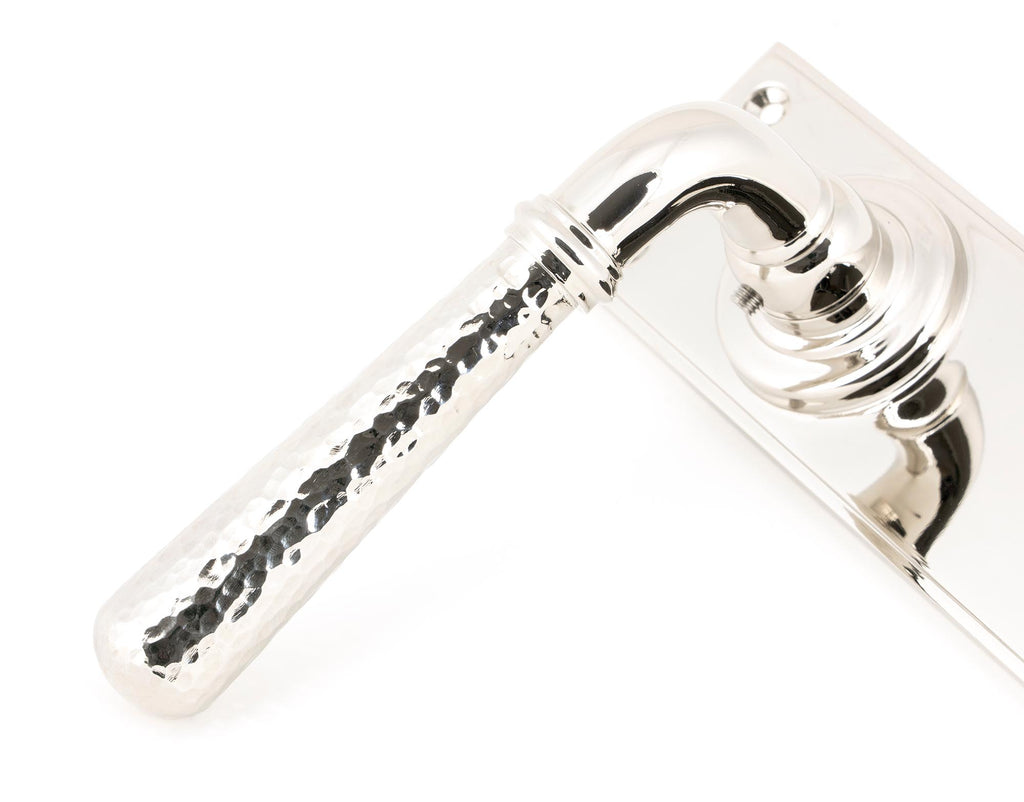 White background image of From The Anvil's Polished Nickel Hammered Newbury Lever Bathroom Set | From The Anvil