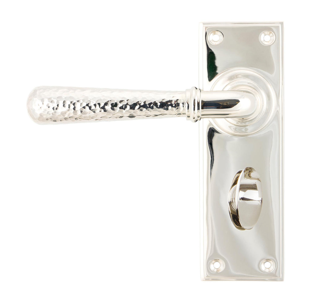 White background image of From The Anvil's Polished Nickel Hammered Newbury Lever Bathroom Set | From The Anvil