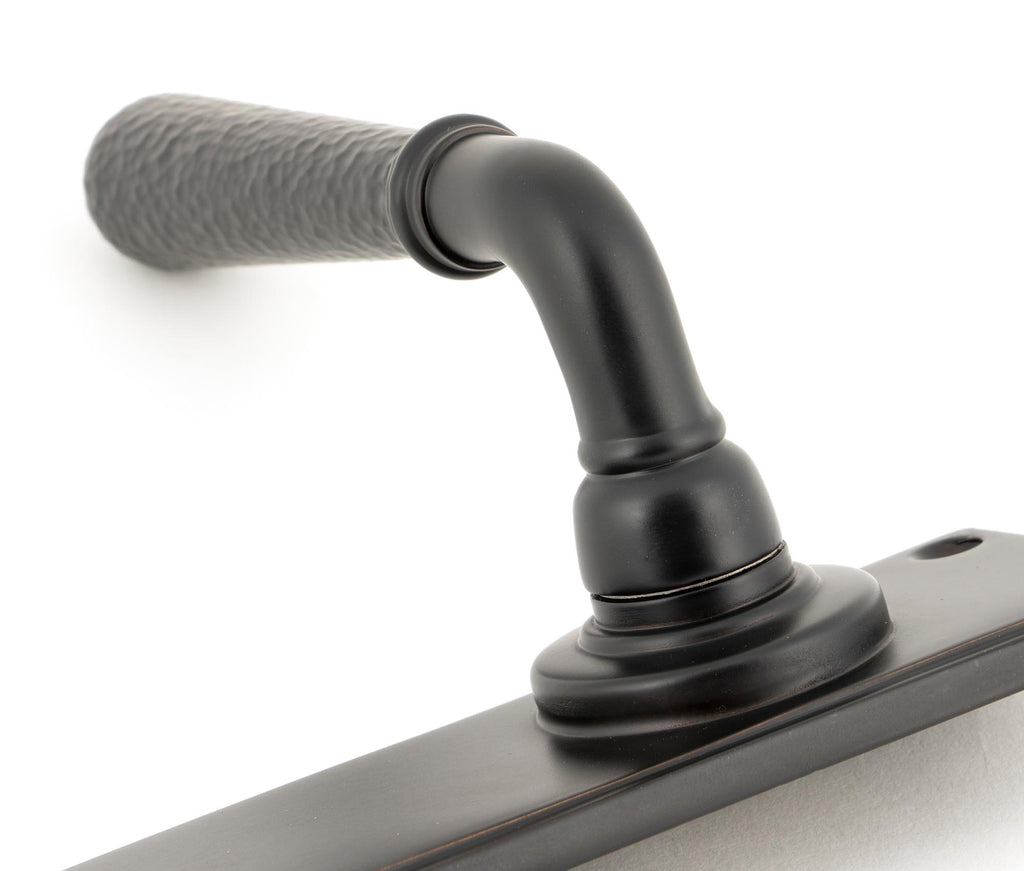 White background image of From The Anvil's Aged Bronze Hammered Newbury Lever Bathroom Set | From The Anvil