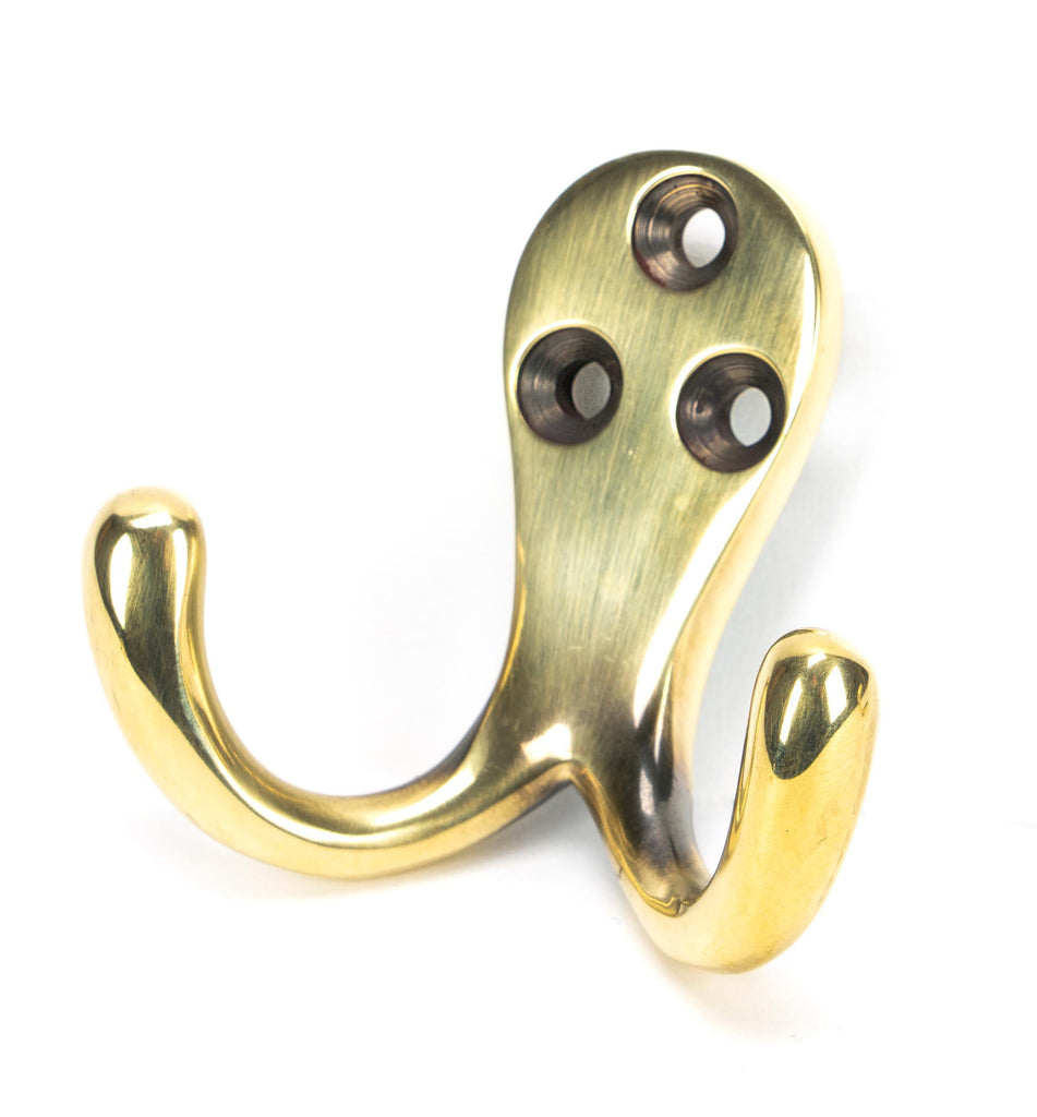 White background image of From The Anvil's Aged Brass Celtic Double Robe Hook | From The Anvil