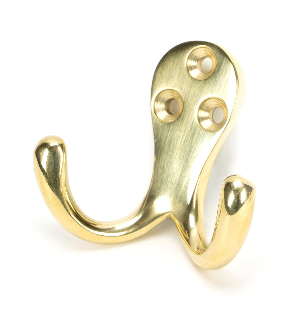 White background image of From The Anvil's Polished Brass Celtic Double Robe Hook | From The Anvil