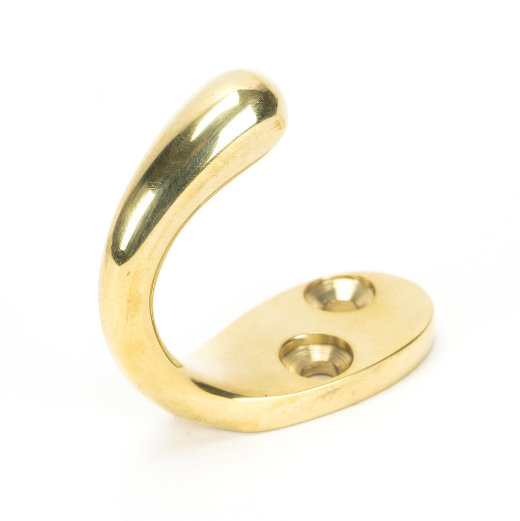 White background image of From The Anvil's Polished Brass Celtic Single Robe Hook | From The Anvil