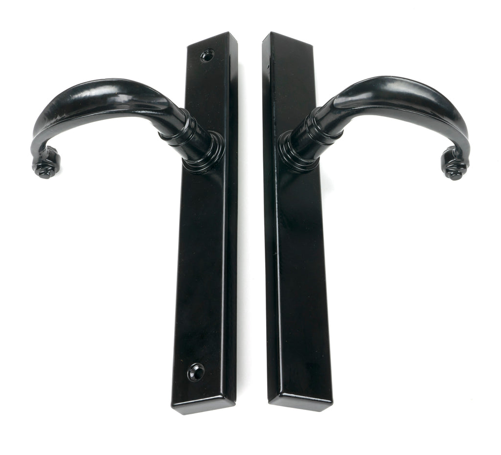 White background image of From The Anvil's Black Cottage Slimline Lever Espag. Latch Set | From The Anvil