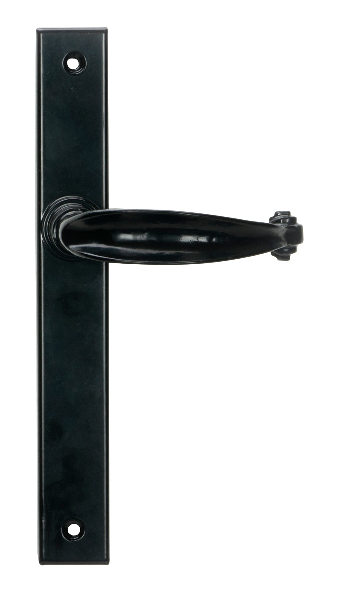 From The Anvil's Black Cottage Slimline Lever Espag. Latch Set