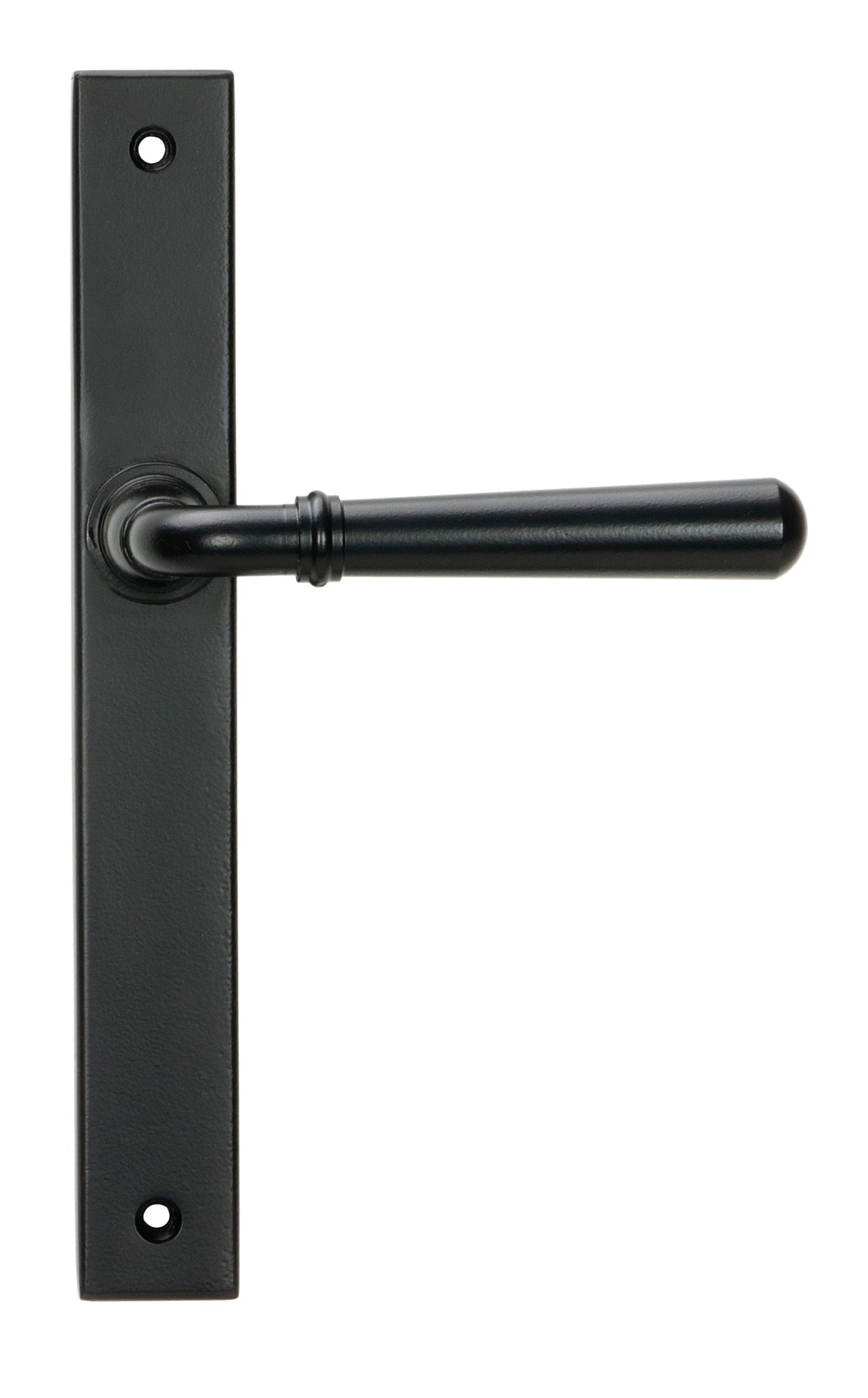 From The Anvil's Matt Black Newbury Slimline Lever Espag. Latch Set