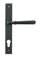 From The Anvil's Matt Black Newbury Slimline Lever Espag. Lock Set