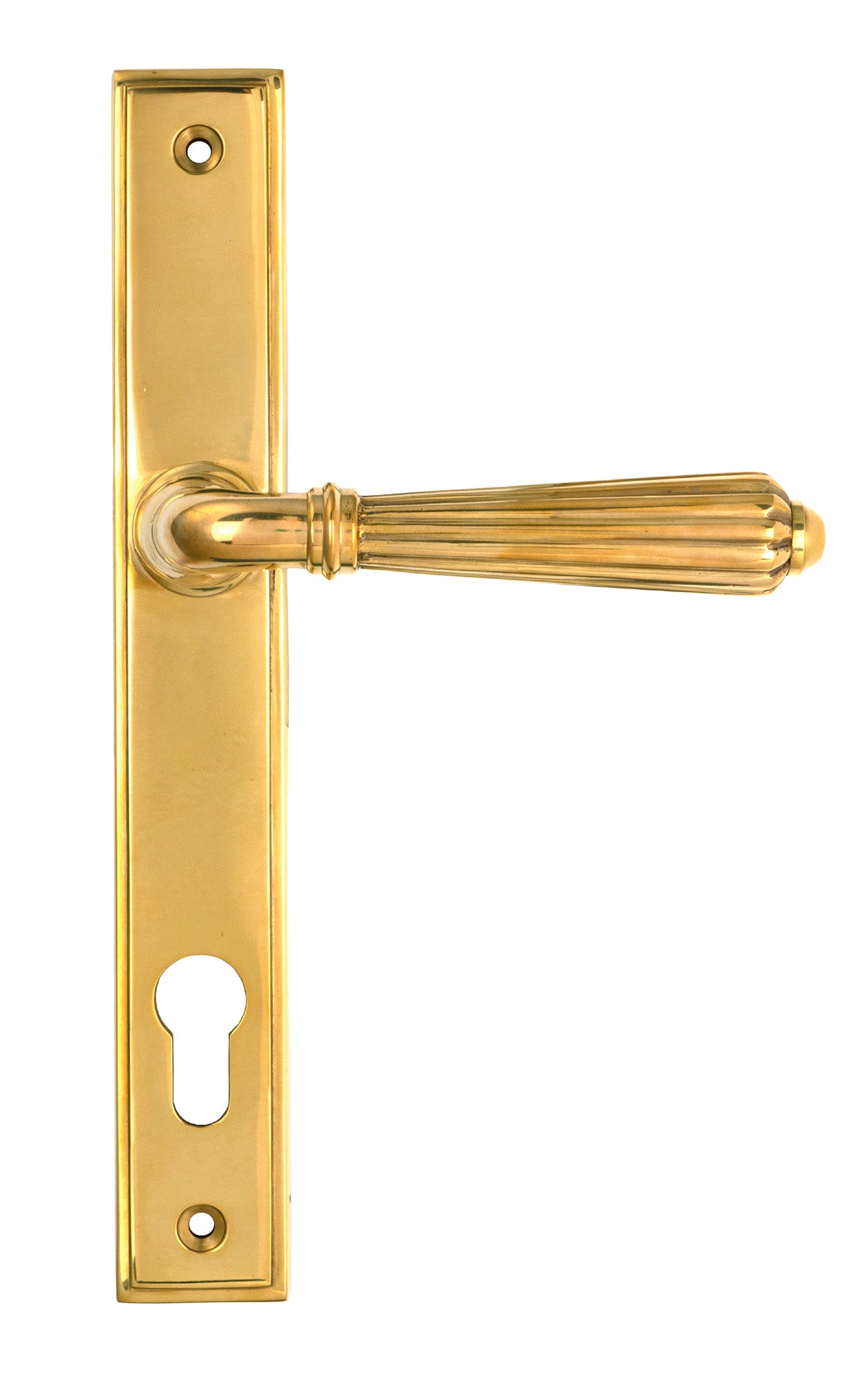 From The Anvil's Polished Brass Hinton Slimline Lever Espag. Lock Set