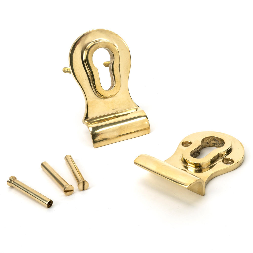 White background image of From The Anvil's Polished Brass 50mm Euro Door Pull (Back to Back Fixings) | From The Anvil