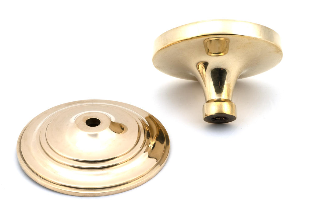 White background image of From The Anvil's Polished Brass Art Deco Centre Door Knob | From The Anvil