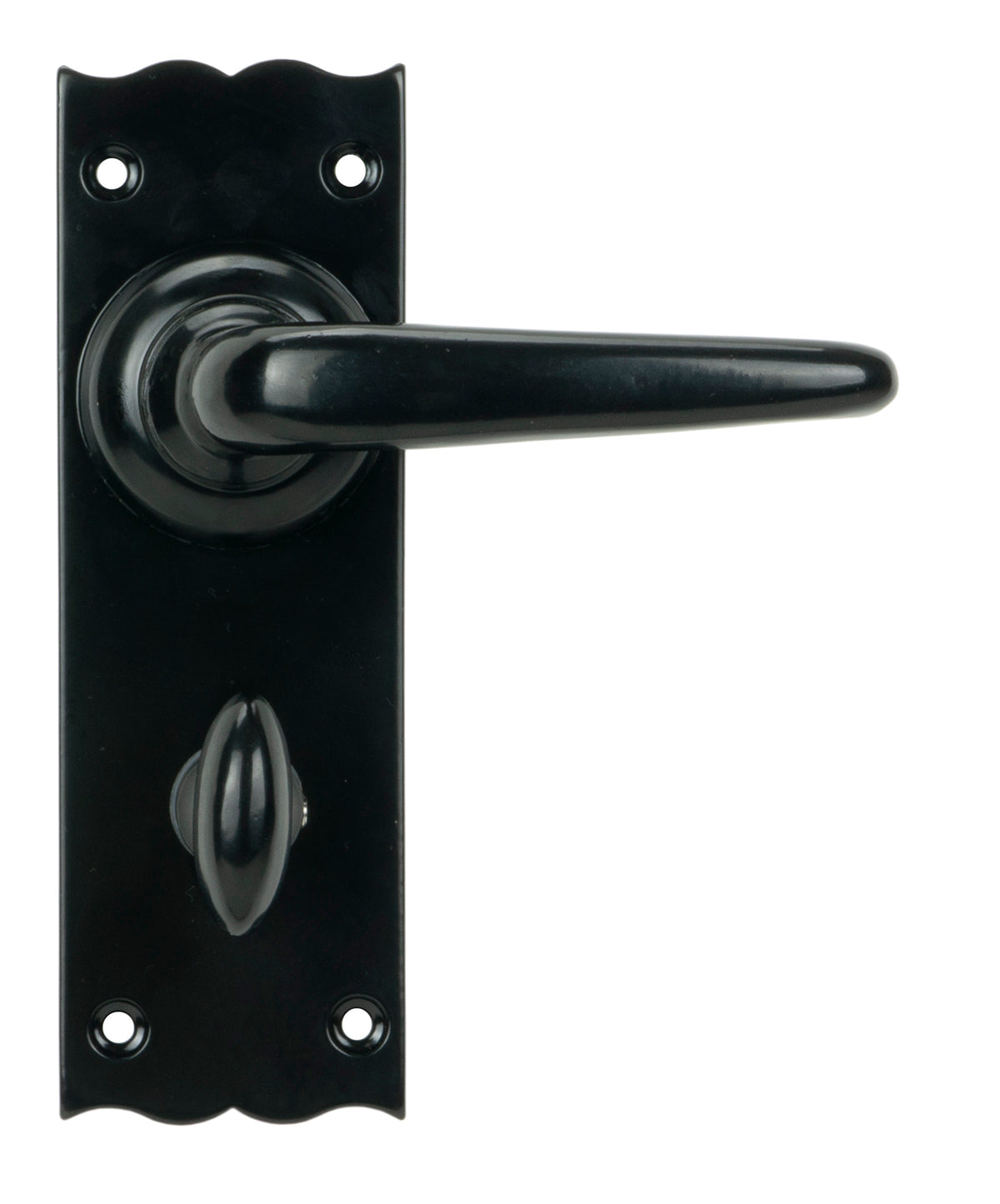 From The Anvil's Black Oak Lever Bathroom Set