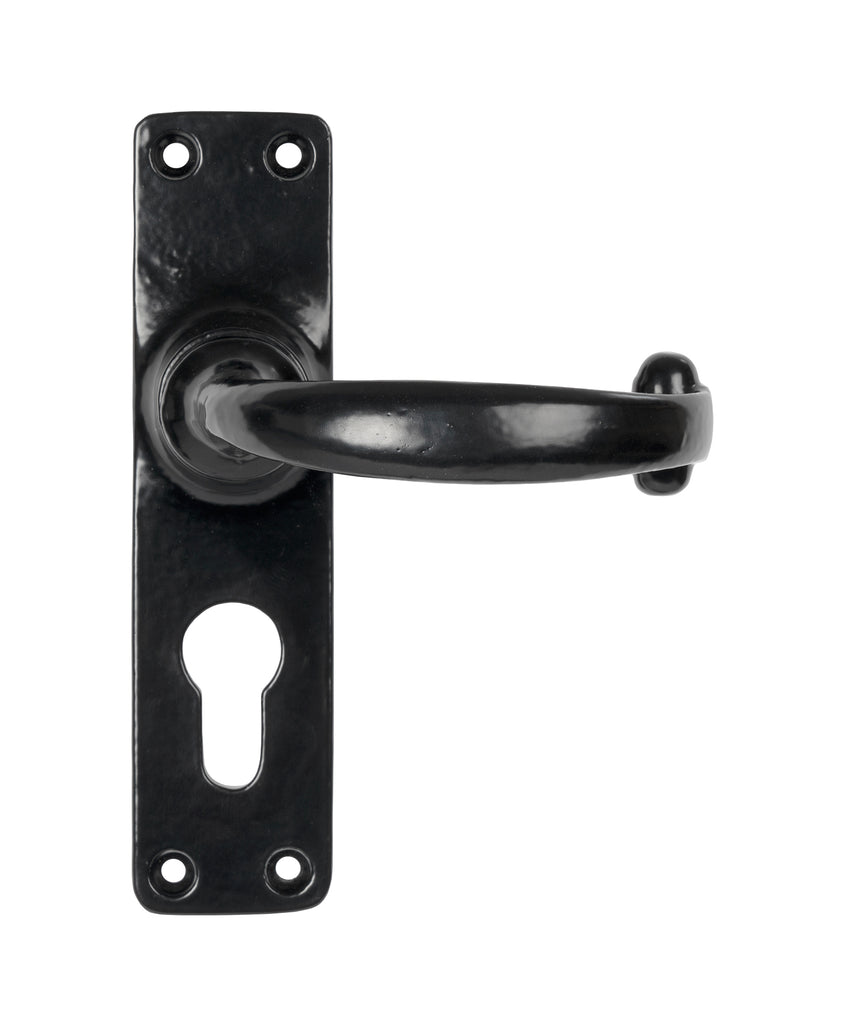 White background image of From The Anvil's Black Classic Lever Euro Lock Set | From The Anvil