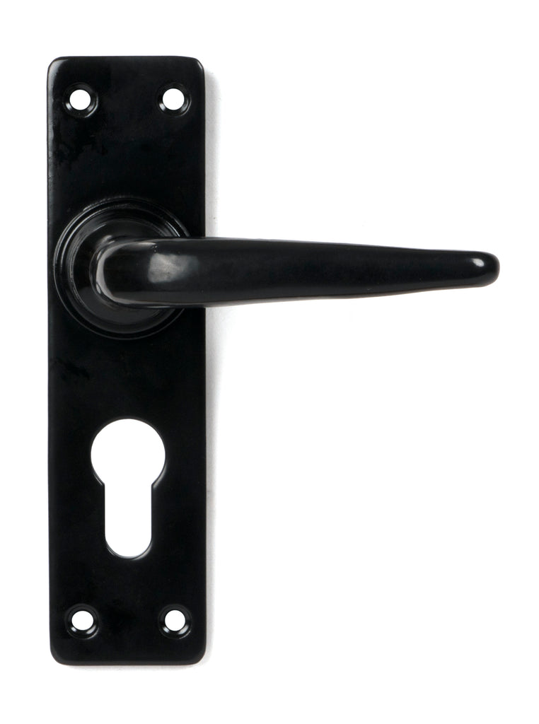 White background image of From The Anvil's Black Smooth Lever Euro Lock Set | From The Anvil