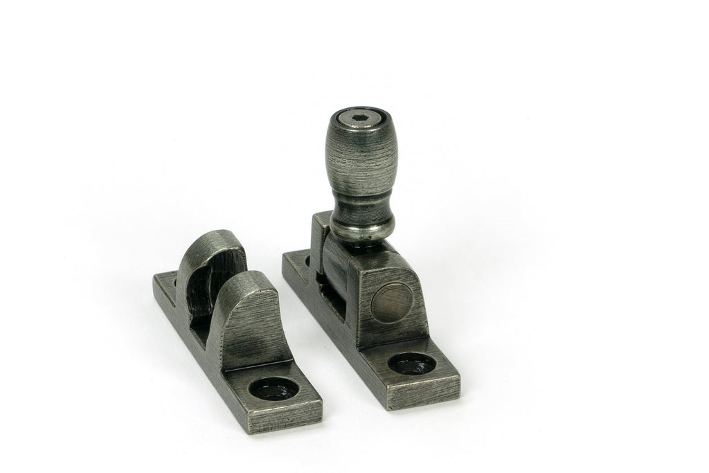 White background image of From The Anvil's Pewter Mushroom Brighton Fastener - Narrow (Square)