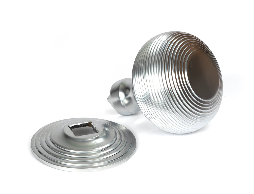 White background image of From The Anvil's Satin Chrome Beehive Centre Door Knob | From The Anvil