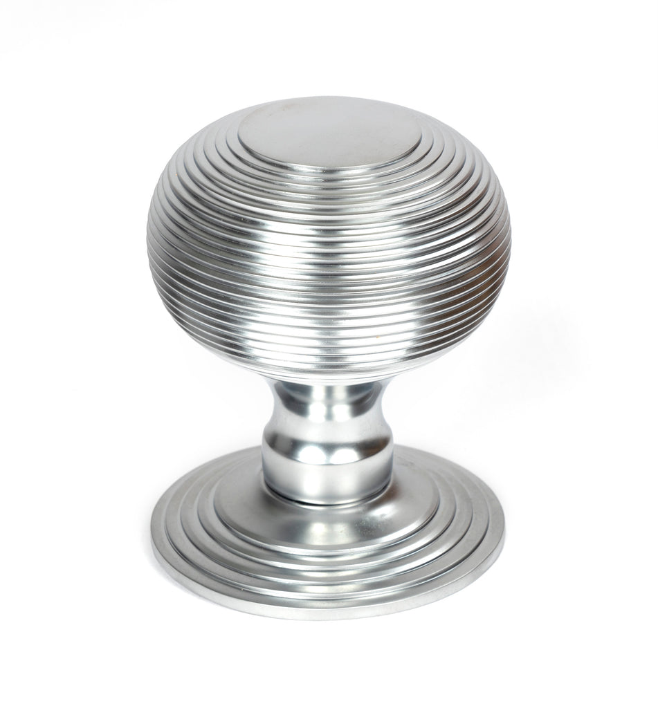 White background image of From The Anvil's Satin Chrome Beehive Centre Door Knob | From The Anvil