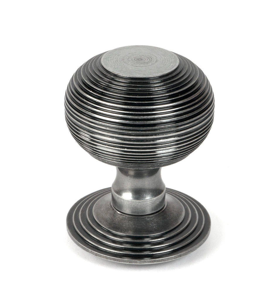 White background image of From The Anvil's Pewter Patina Beehive Centre Door Knob | From The Anvil