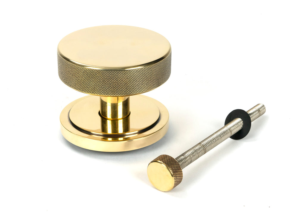 White background image of From The Anvil's Aged Brass Brompton Centre Door Knob | From The Anvil