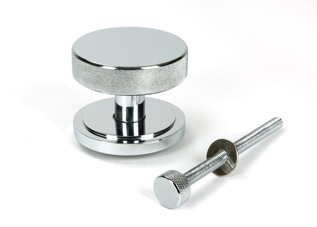 White background image of From The Anvil's Polished Chrome Brompton Centre Door Knob | From The Anvil