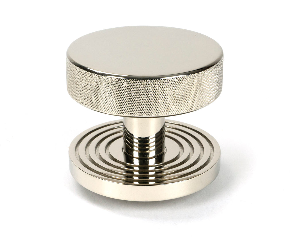 White background image of From The Anvil's Polished Nickel Brompton Centre Door Knob | From The Anvil