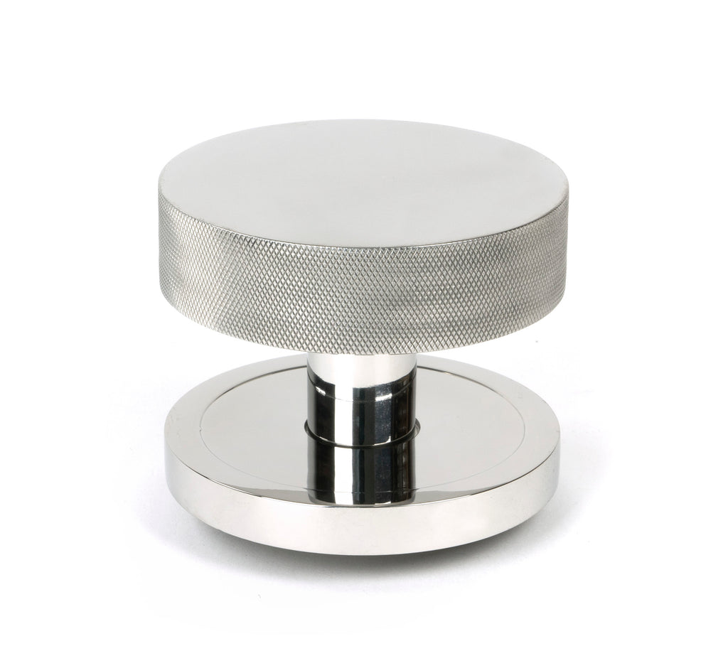 White background image of From The Anvil's Polished Marine Stainless Steel Brompton Centre Door Knob | From The Anvil