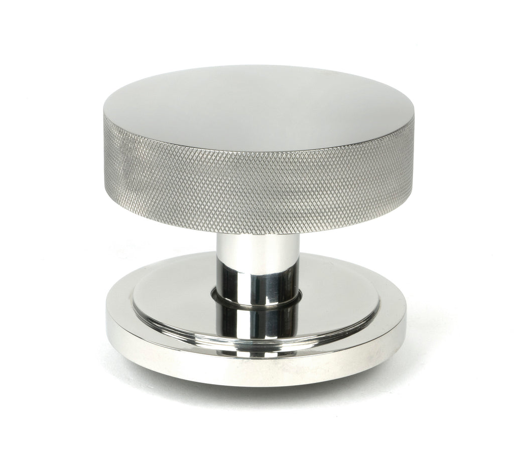 White background image of From The Anvil's Polished Marine Stainless Steel Brompton Centre Door Knob | From The Anvil