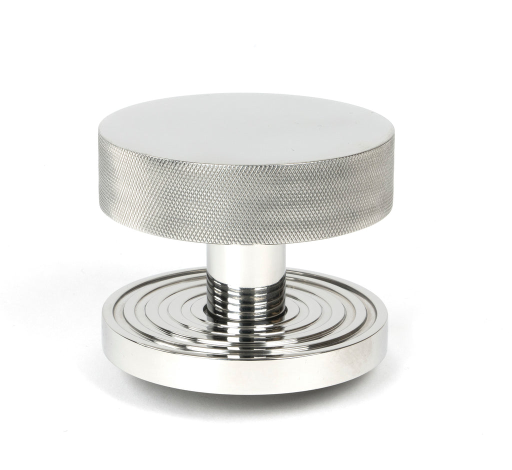 White background image of From The Anvil's Polished Marine Stainless Steel Brompton Centre Door Knob | From The Anvil