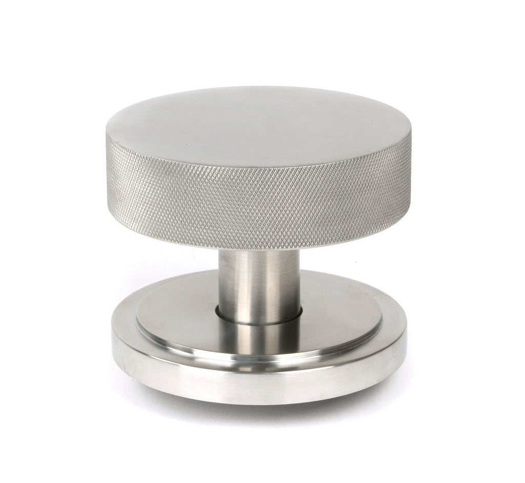 White background image of From The Anvil's Satin Marine Stainless Steel Brompton Centre Door Knob | From The Anvil