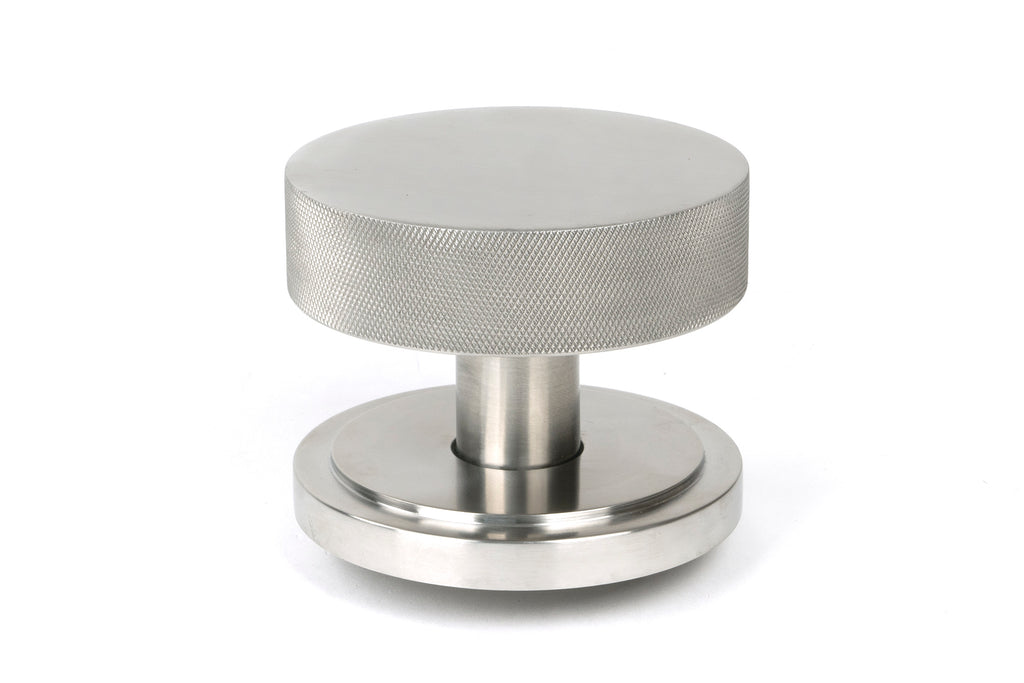 White background image of From The Anvil's Satin Marine Stainless Steel Brompton Centre Door Knob | From The Anvil