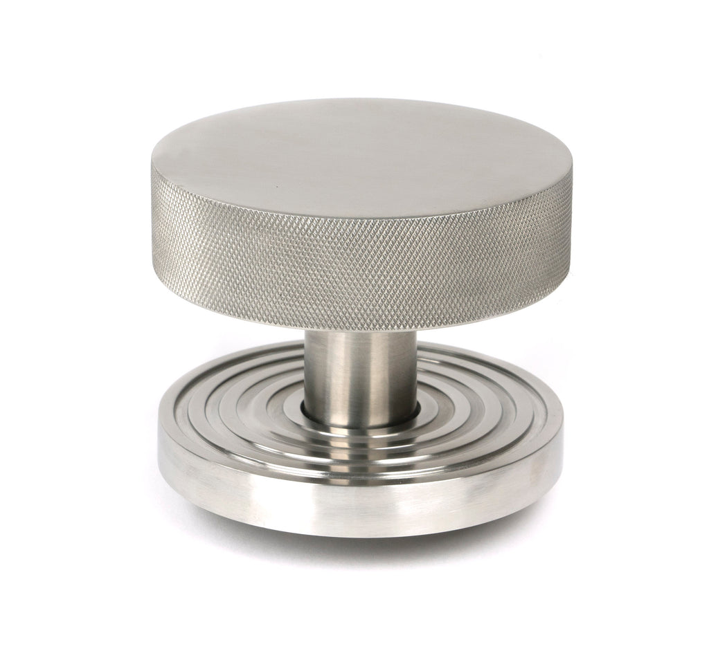 White background image of From The Anvil's Satin Marine Stainless Steel Brompton Centre Door Knob | From The Anvil