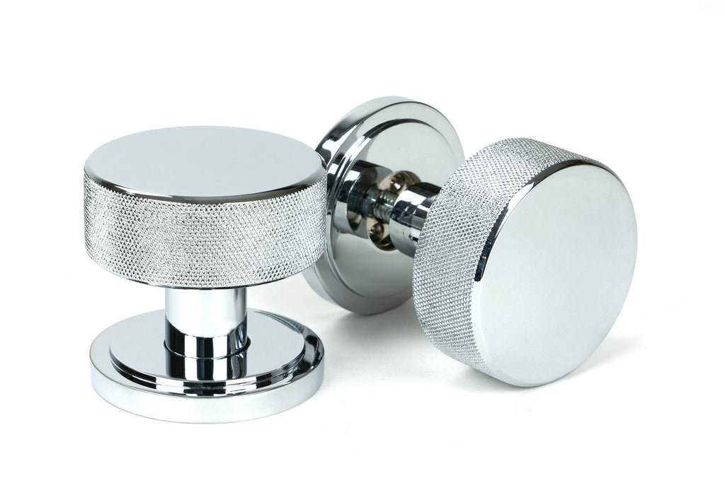 White background image of From The Anvil's Polished Chrome Brompton Mortice/Rim Knob Set | From The Anvil