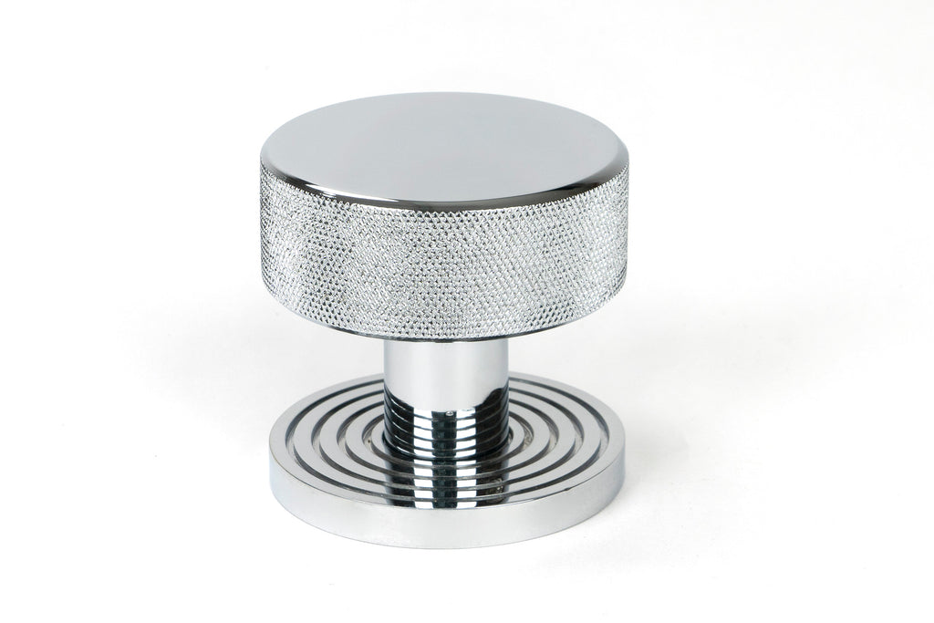 White background image of From The Anvil's Polished Chrome Brompton Mortice/Rim Knob Set | From The Anvil