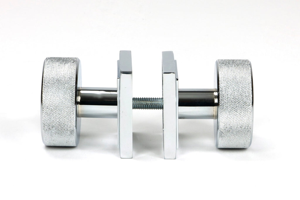 White background image of From The Anvil's Polished Chrome Brompton Mortice/Rim Knob Set | From The Anvil