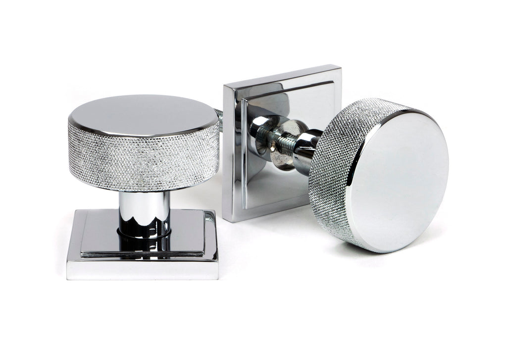 White background image of From The Anvil's Polished Chrome Brompton Mortice/Rim Knob Set | From The Anvil